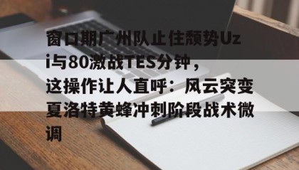 mk体育-窗口期广州队止住颓势Uzi与80激战TES分钟，这操作让人直呼：风云突变夏洛特黄蜂冲刺阶段战术微调的简单介绍